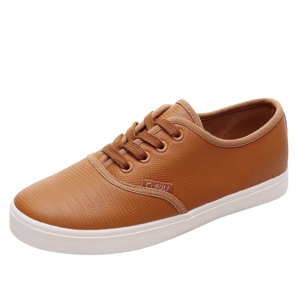 Cull4U Womens Laid Back Sneaker Shoes Camel Dark Khaki Ribbon Laces Size 7 NEW